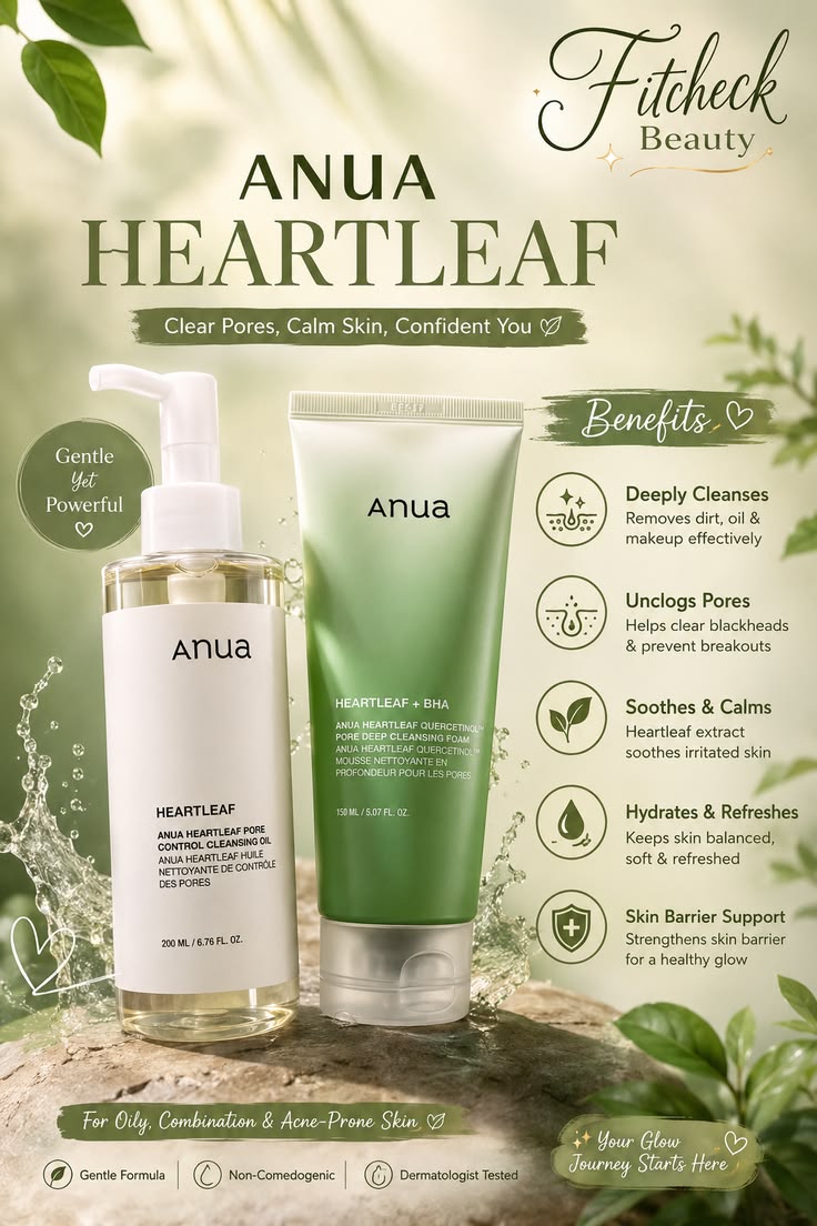 ANUA Heartleaf Double Cleansing Duo – Cleansing Oil + Foaming Cleanser