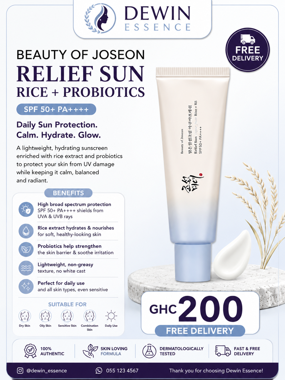 Beauty of Joseon Relief Sun: Rice + Probiotics SPF50+ PA++++