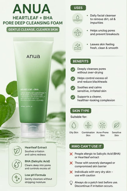 ANUA Heartleaf Quercetinol Pore Deep Cleansing Foam – 150ml