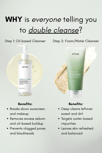 ANUA Heartleaf Double Cleansing Duo – Cleansing Oil + Foaming Cleanser